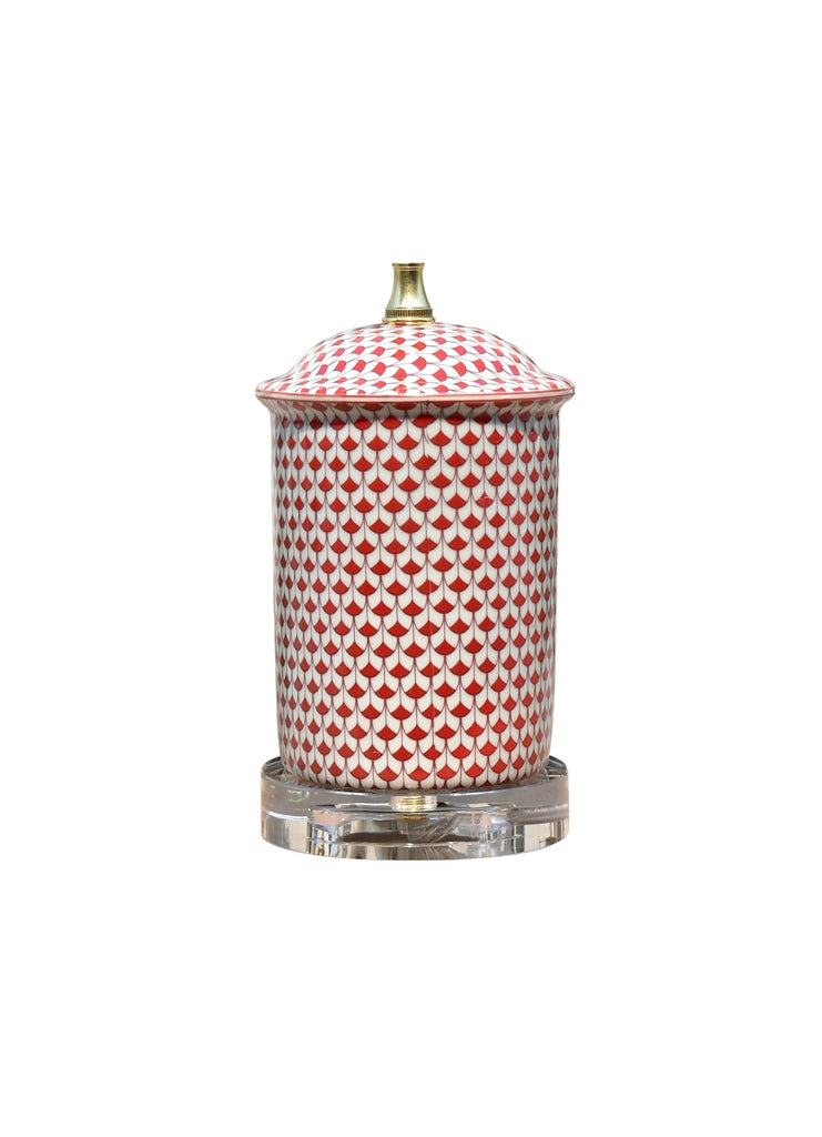 Red and White Fish Scale Lamp