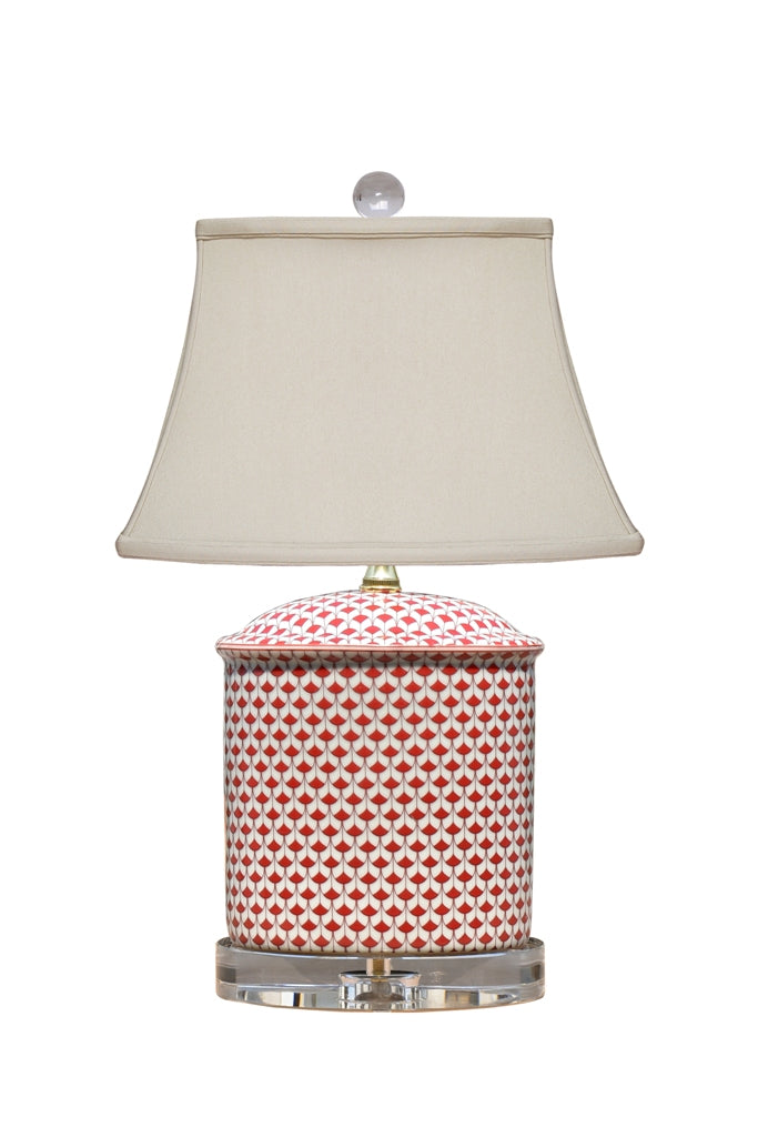 Red and White Fish Scale Lamp