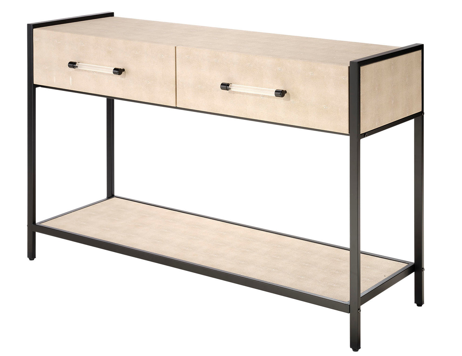 Cassius Faux Shagreen 2 Drawer Console, Taupe Lifestyle by JY