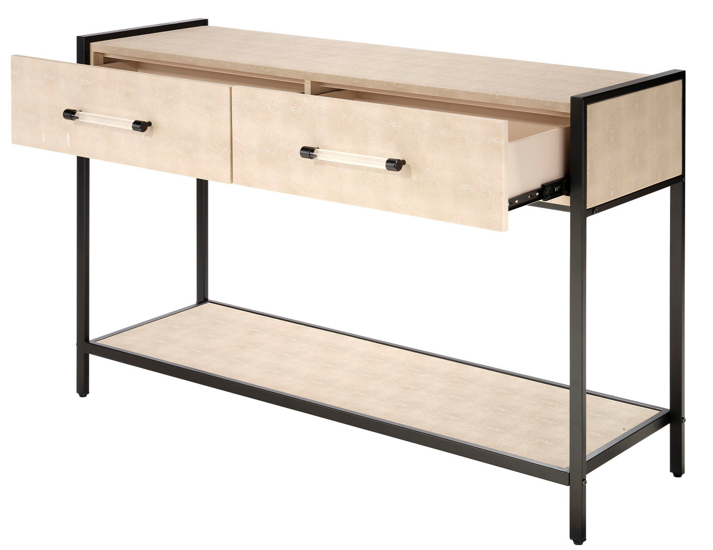 Cassius Faux Shagreen 2 Drawer Console, Taupe Lifestyle by JY