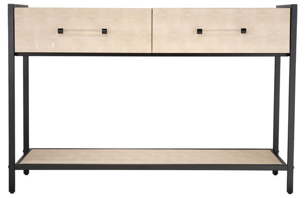 Cassius Faux Shagreen 2 Drawer Console, Taupe Lifestyle by JY