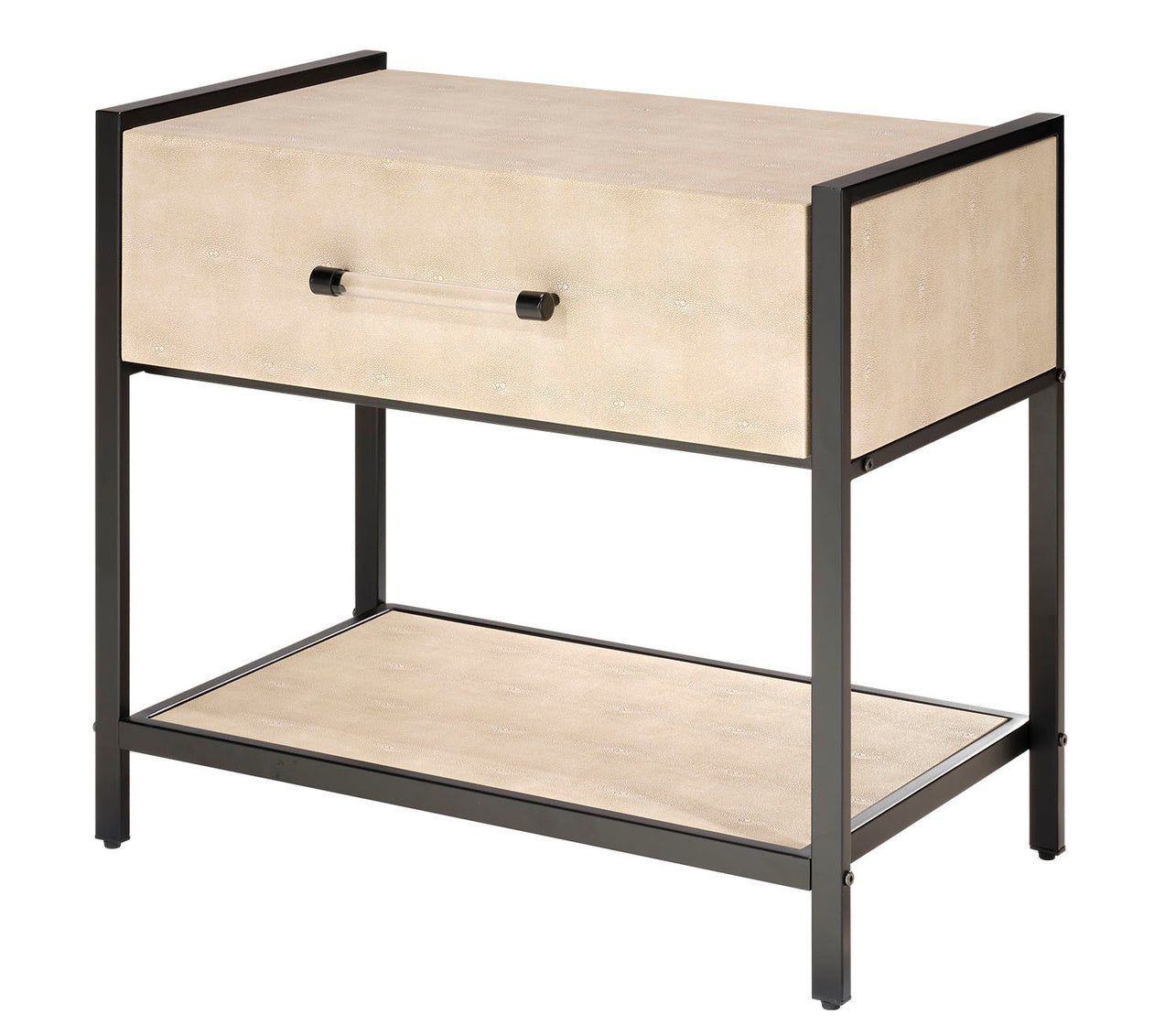 Cassius Faux Shagreen 1 Drawer Side Table, Taupe Lifestyle by JY