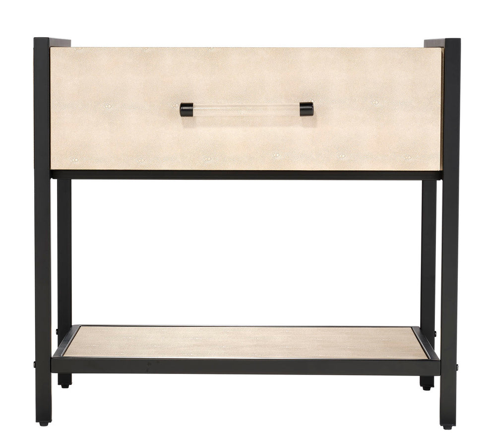 Cassius Faux Shagreen 1 Drawer Side Table, Taupe Lifestyle by JY