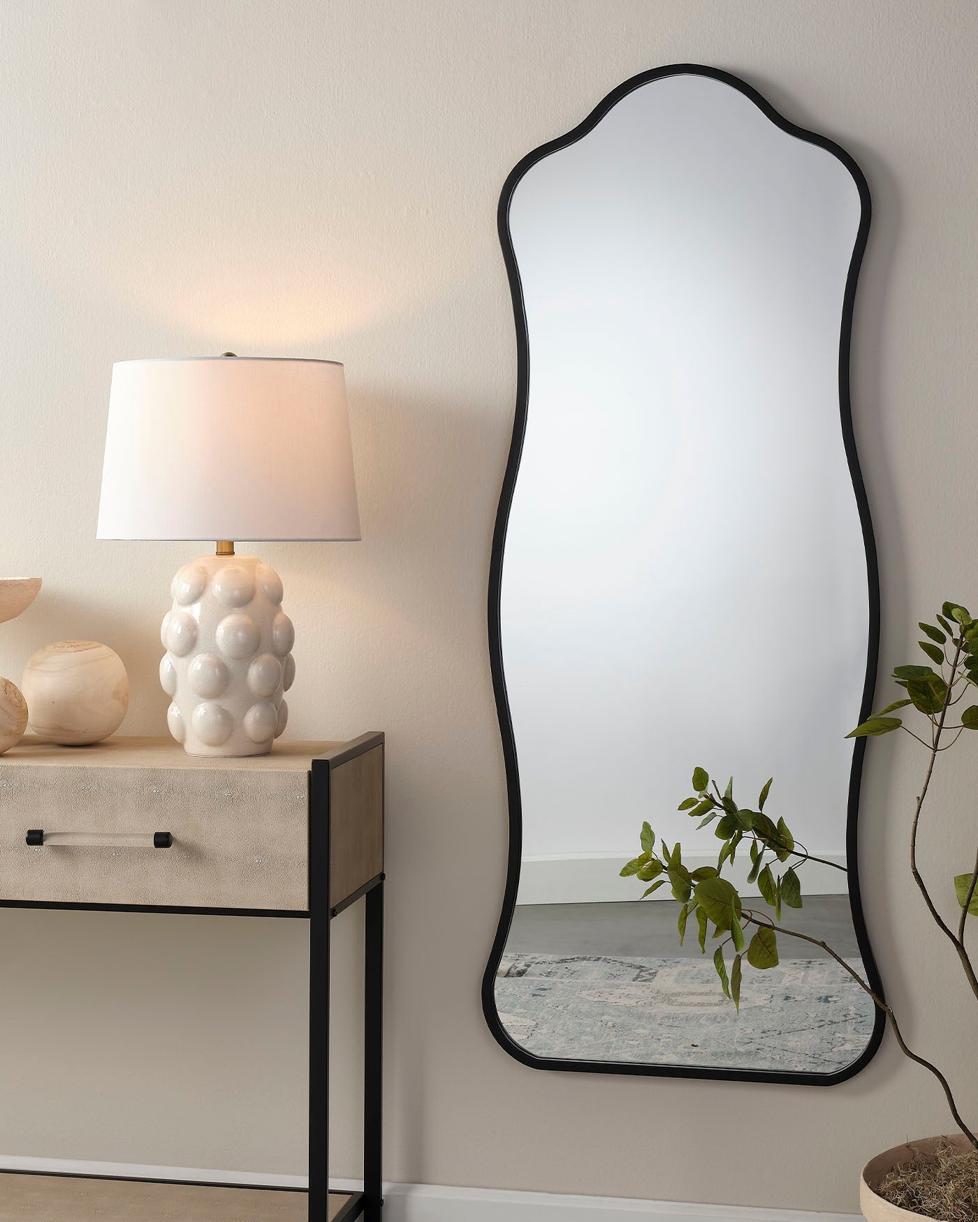 Aurora Wavy Iron Floor Mirror Lifestyle by JY