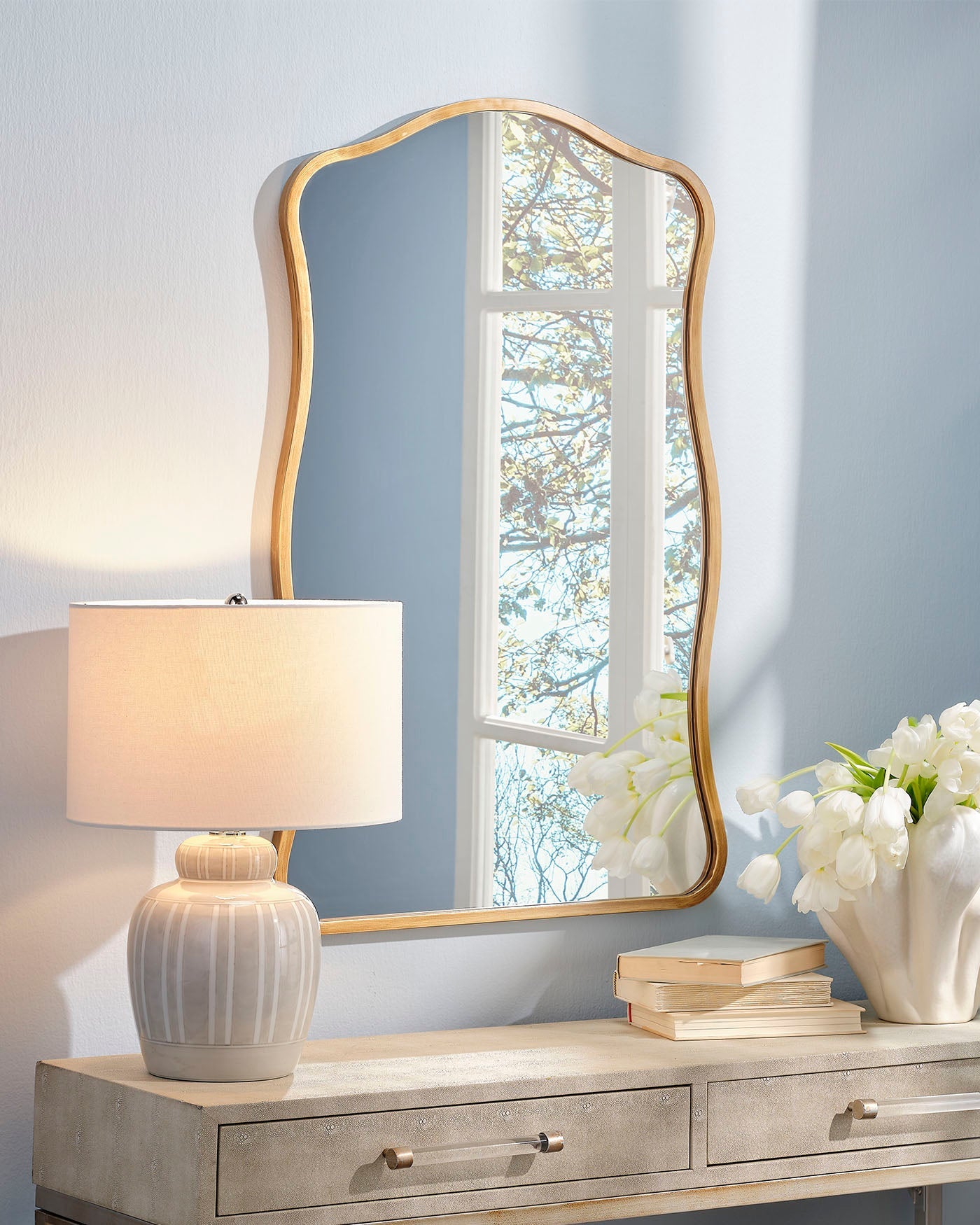 Aurora Wavy Iron Wall Mirror Lifestyle by JY