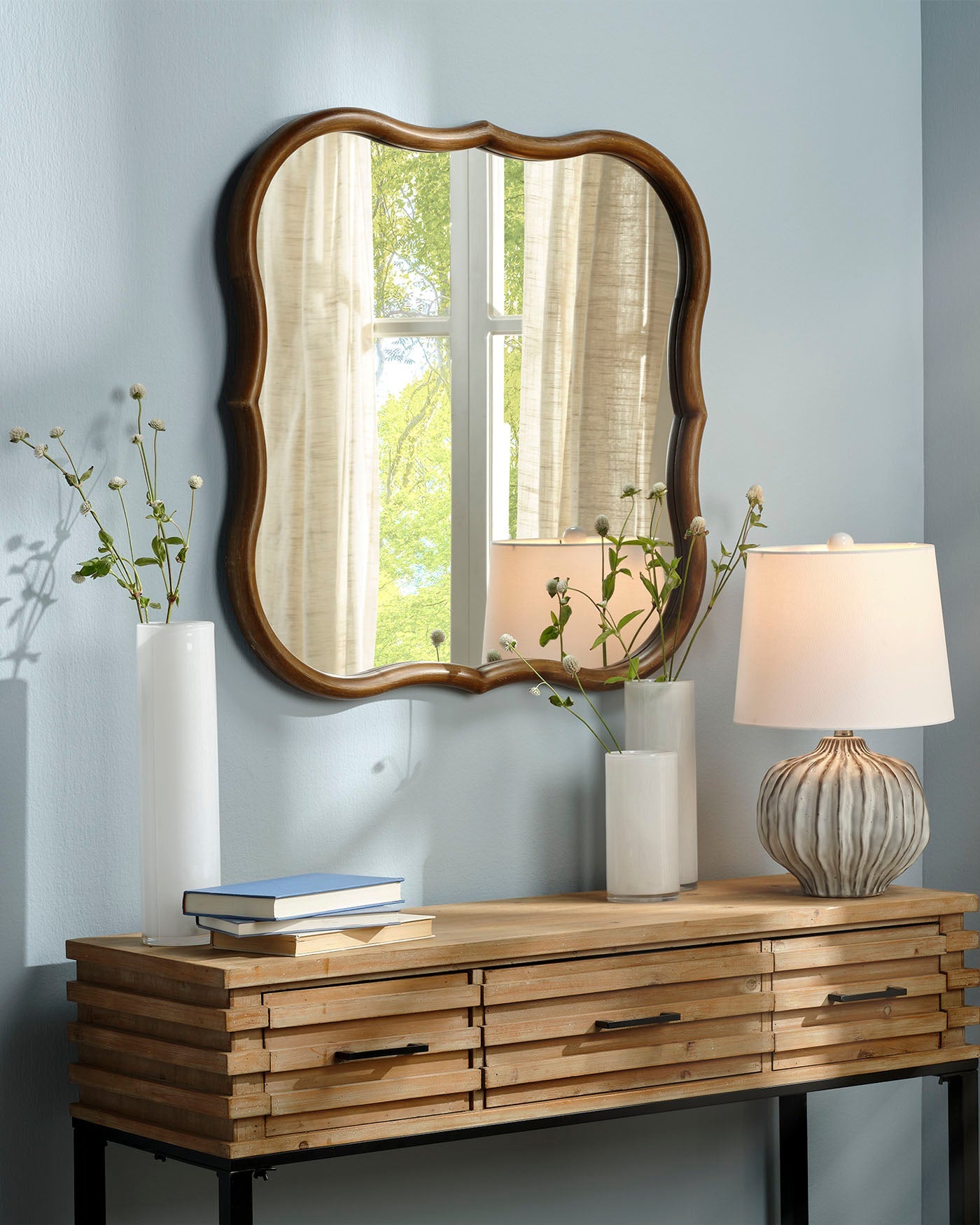 Daisy Wood Wall Mirror Lifestyle by JY