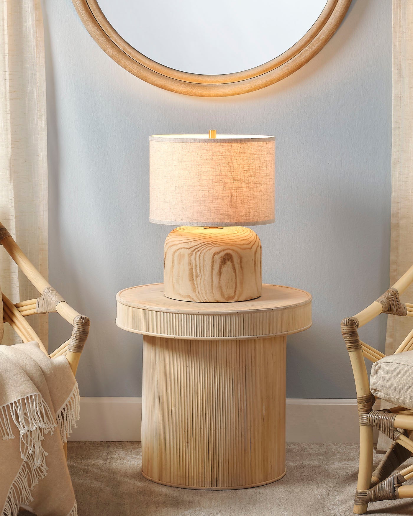 Jamie Young Timber Table Lamp With Linen Shade