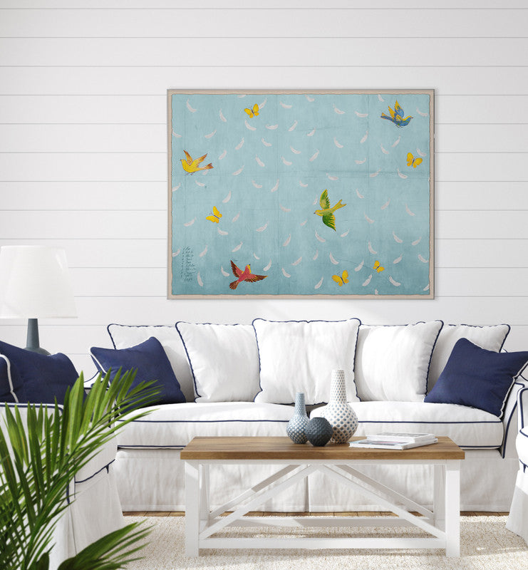 Paule Marrot Feathers Art, Blue