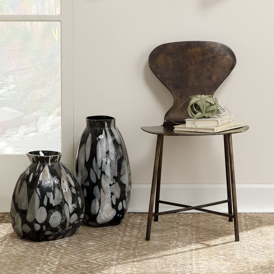 Jamie Young McCallan Metal Chair In Acid Washed Metal