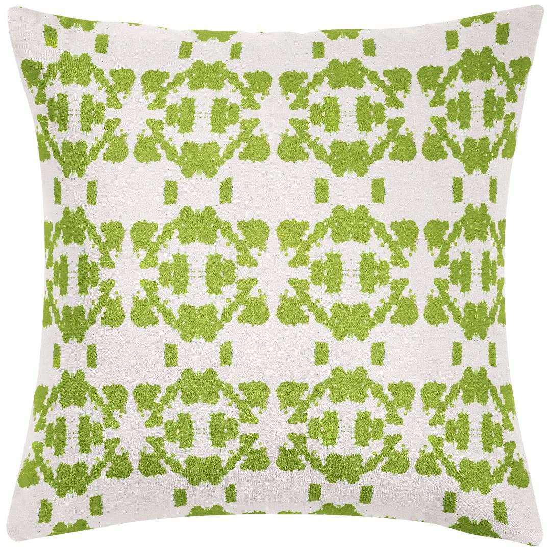 Mosaic Green Linen Cotton Pillow by Laura Park
