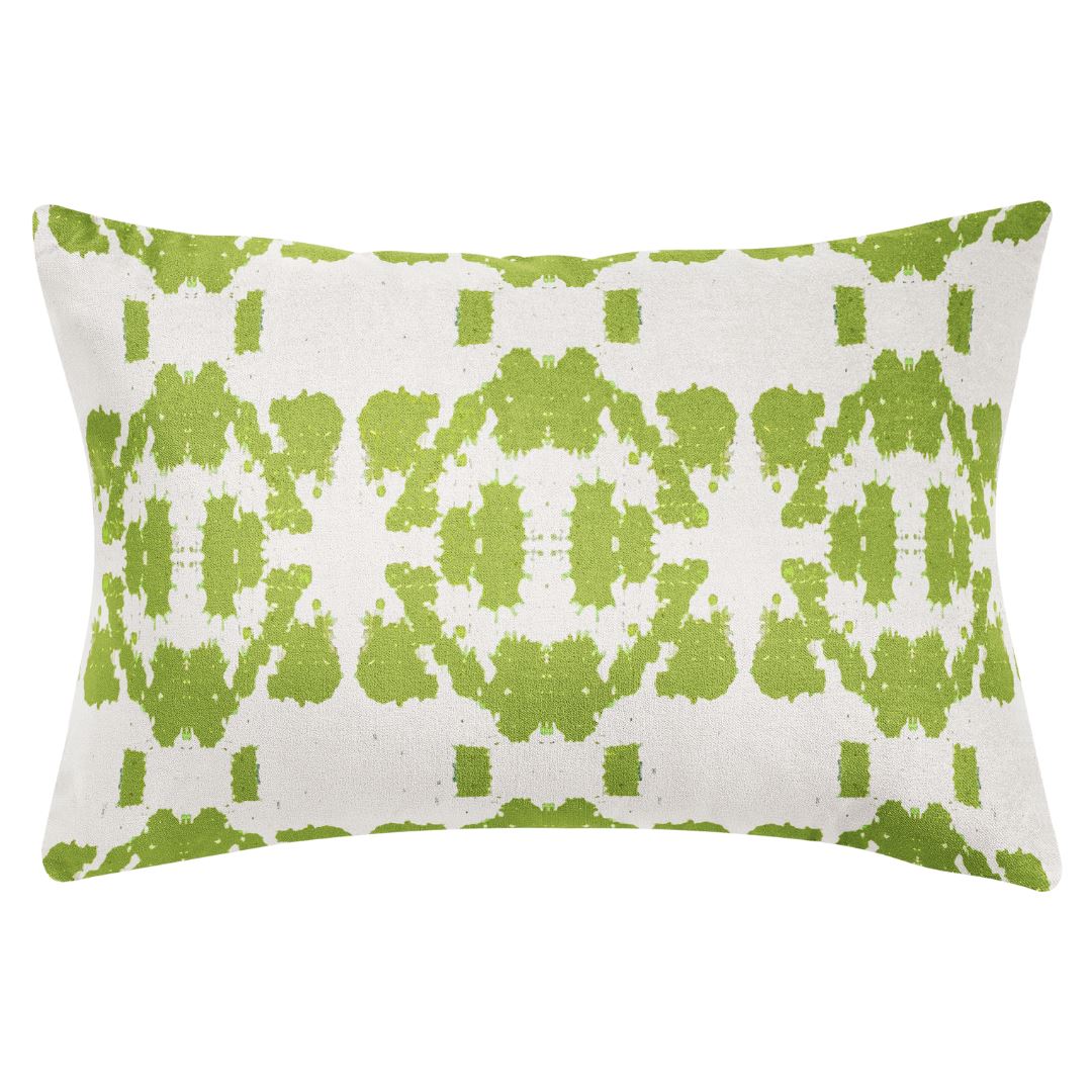 Mosaic Green Linen Cotton Pillow by Laura Park