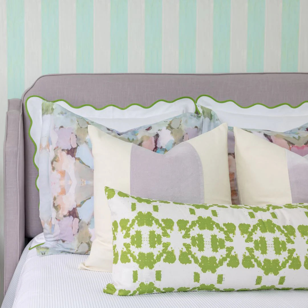 Mosaic Green Linen Cotton Pillow by Laura Park