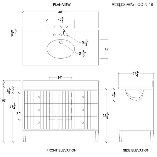 Worlds Away Odin 48" Bathroom Vanity
