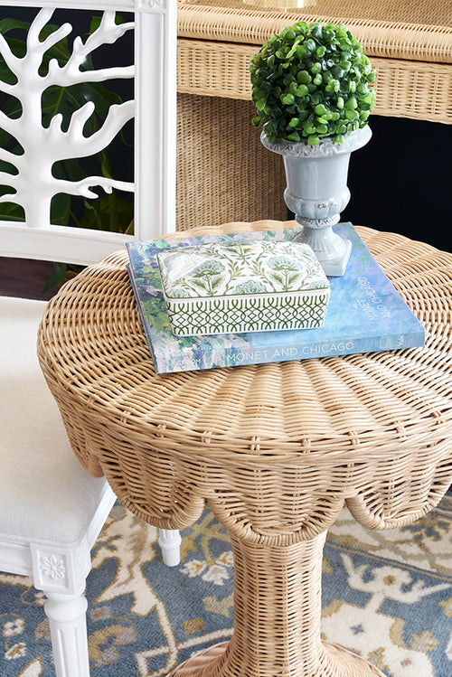 Worlds Away Orla Rattan Side Table