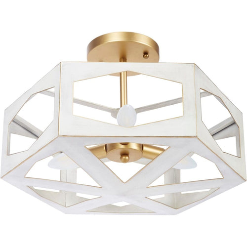 Cece Cream and Gold Semi Flush Pendant Light by Old World Design