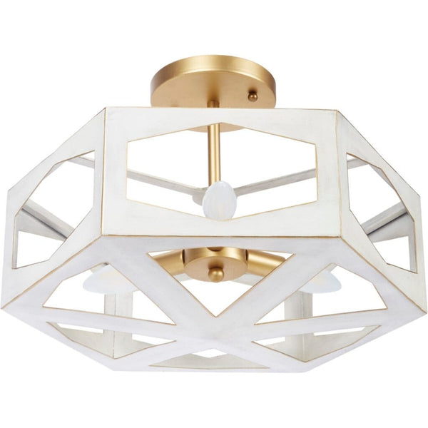 Cece Cream and Gold Semi Flush Pendant Light by Old World Design