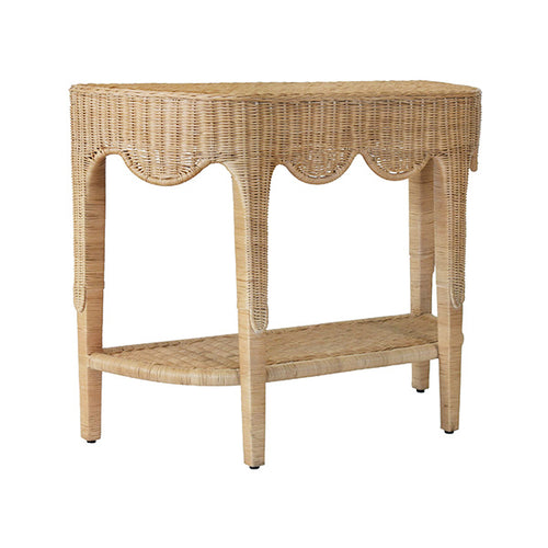 Worlds Away Paloma Demi-Lune Rattan Table