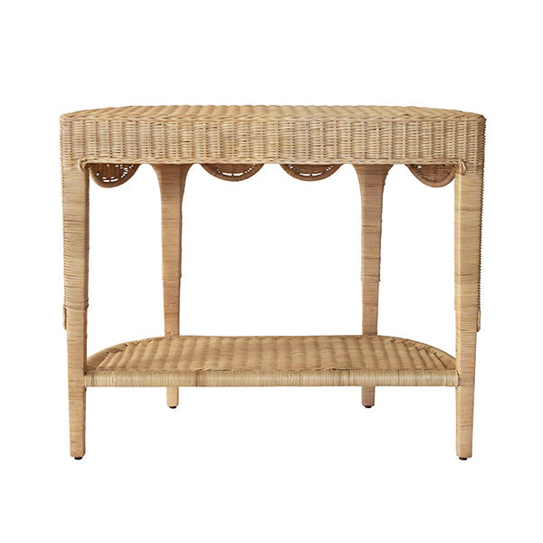 Worlds Away Paloma Demi-Lune Rattan Table