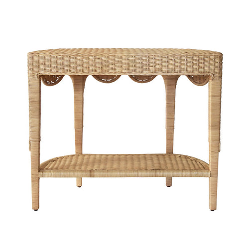 Worlds Away Paloma Demi-Lune Rattan Table