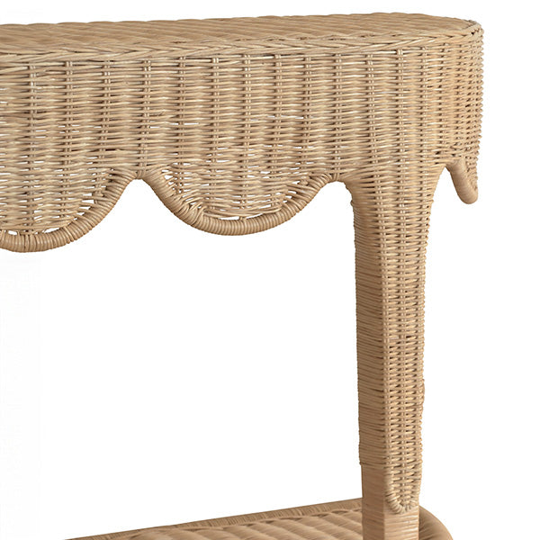 Worlds Away Paloma Demi-Lune Rattan Table