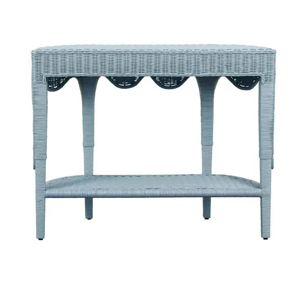 Worlds Away Paloma Demi-Lune Rattan Table