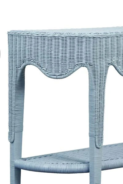 Worlds Away Paloma Demi-Lune Rattan Table