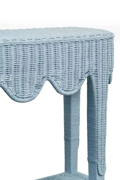 Worlds Away Paloma Demi-Lune Rattan Table