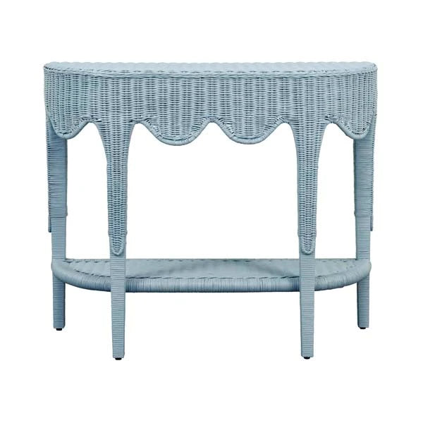 Worlds Away Paloma Demi-Lune Rattan Table
