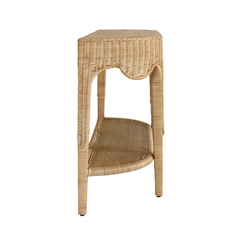 Worlds Away Paloma Demi-Lune Rattan Table