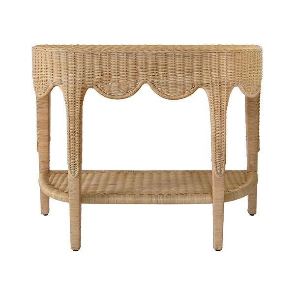 Worlds Away Paloma Demi-Lune Rattan Table