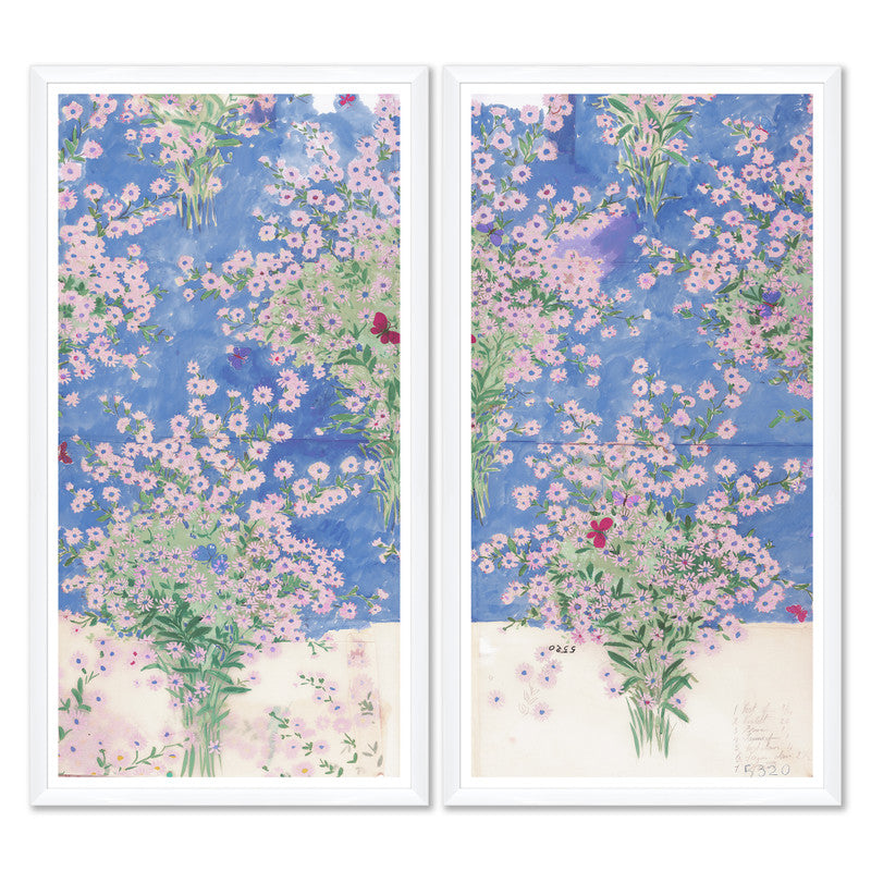 Paule Marrot Papillons Et Margeurites Art, Set of 2