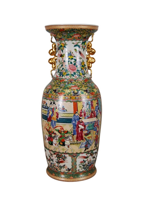 XL Porcelain Rose Canton Vase 24"H