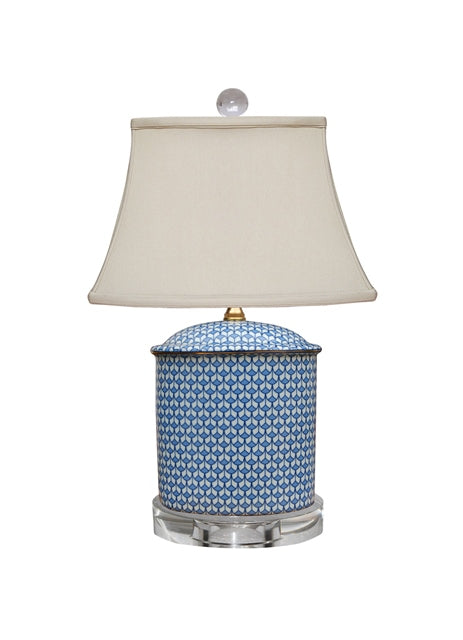 English Green and White Porcelain Table Lamp