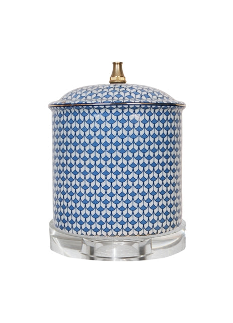 English Green and White Porcelain Table Lamp