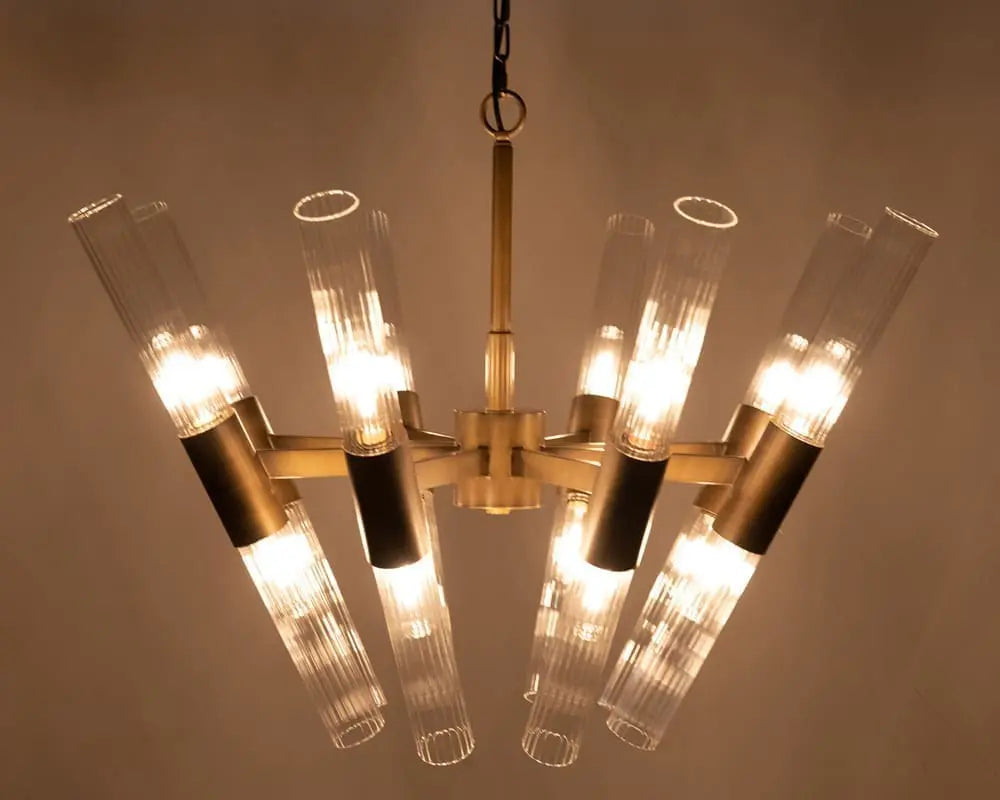 Noir Moira Chandelier, Aged Brass Finish