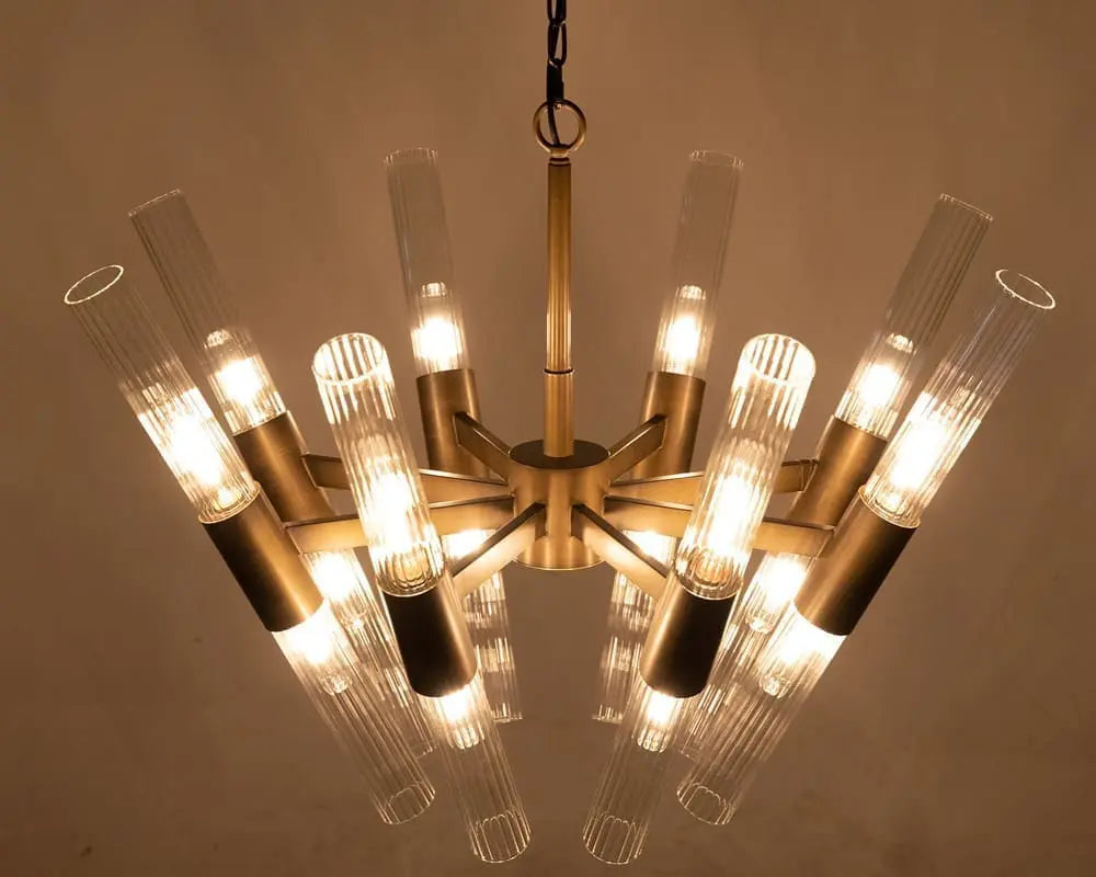 Noir Moira Chandelier, Aged Brass Finish