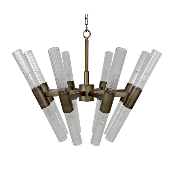 Noir Moira Chandelier, Aged Brass Finish