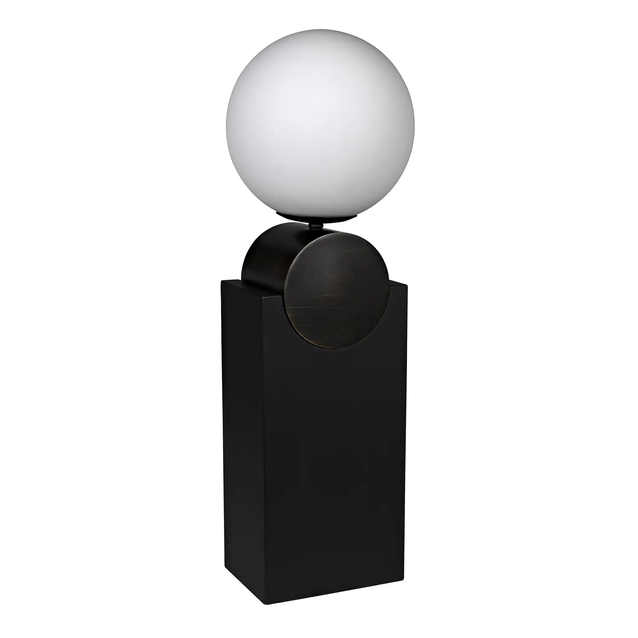 Noir Kate Table Lamp, Black Metal With Antique Brass Accent