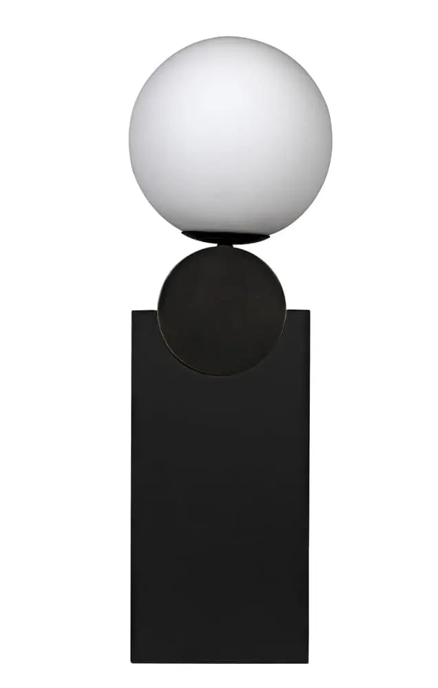 Noir Kate Table Lamp, Black Metal With Antique Brass Accent