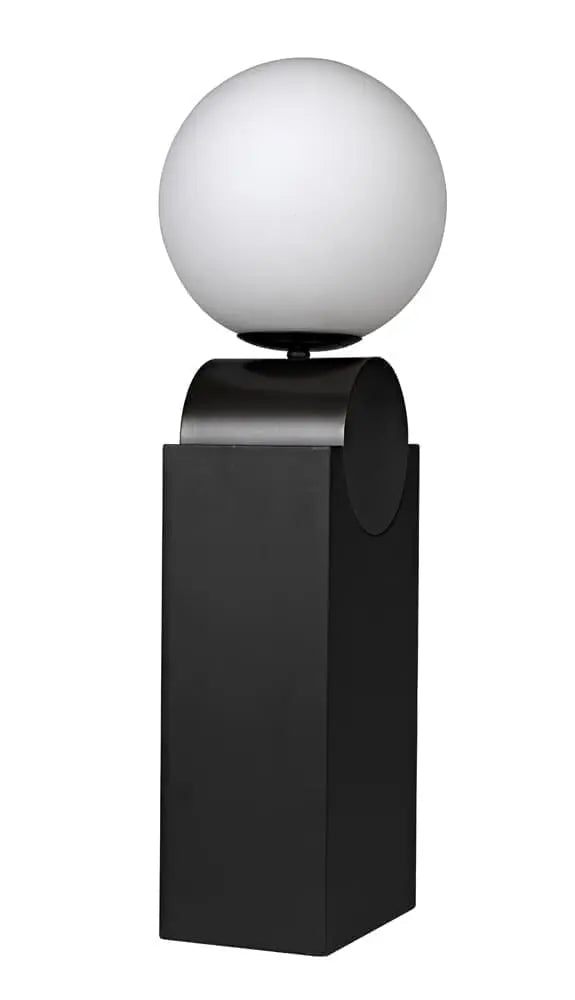 Noir Kate Table Lamp, Black Metal With Antique Brass Accent