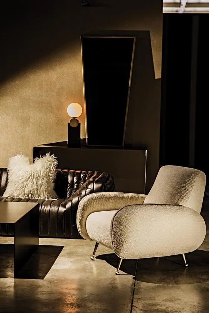 Noir Kate Table Lamp, Black Metal With Antique Brass Accent