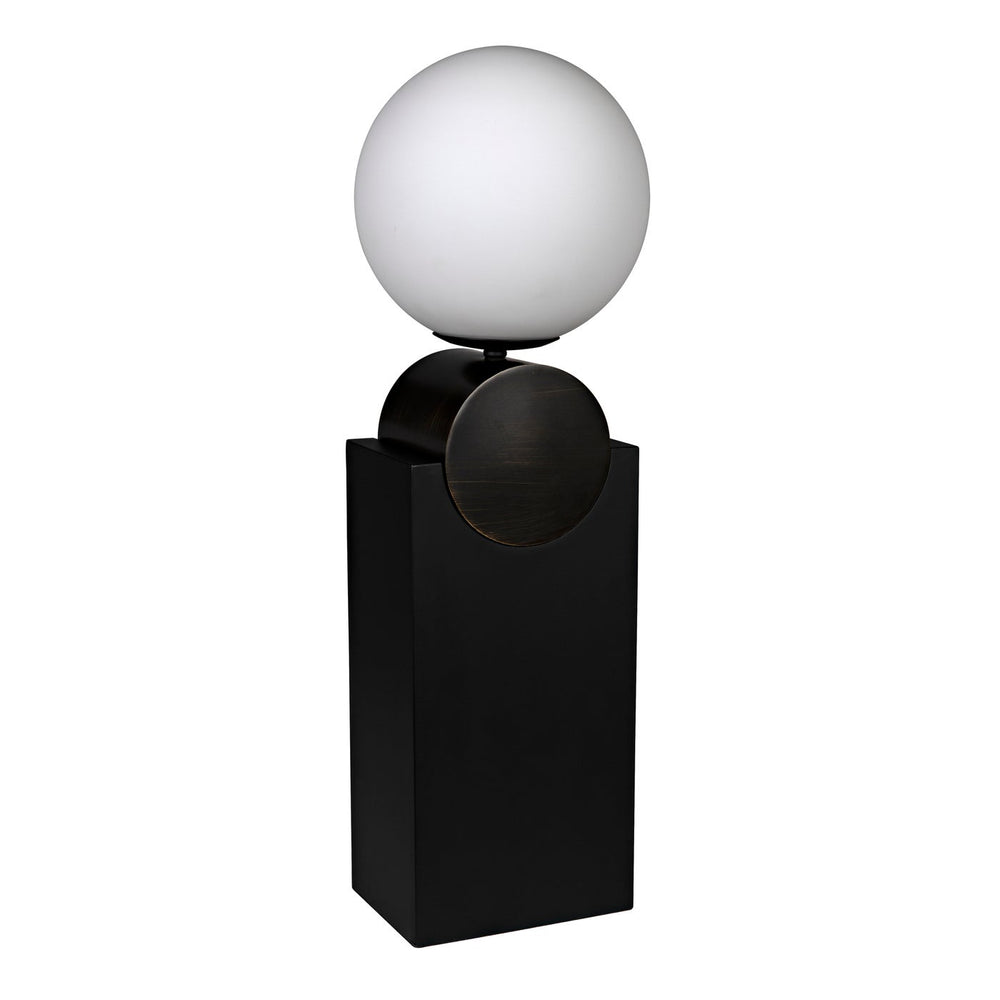 Noir Kate Table Lamp, Black Metal With Antique Brass Accent