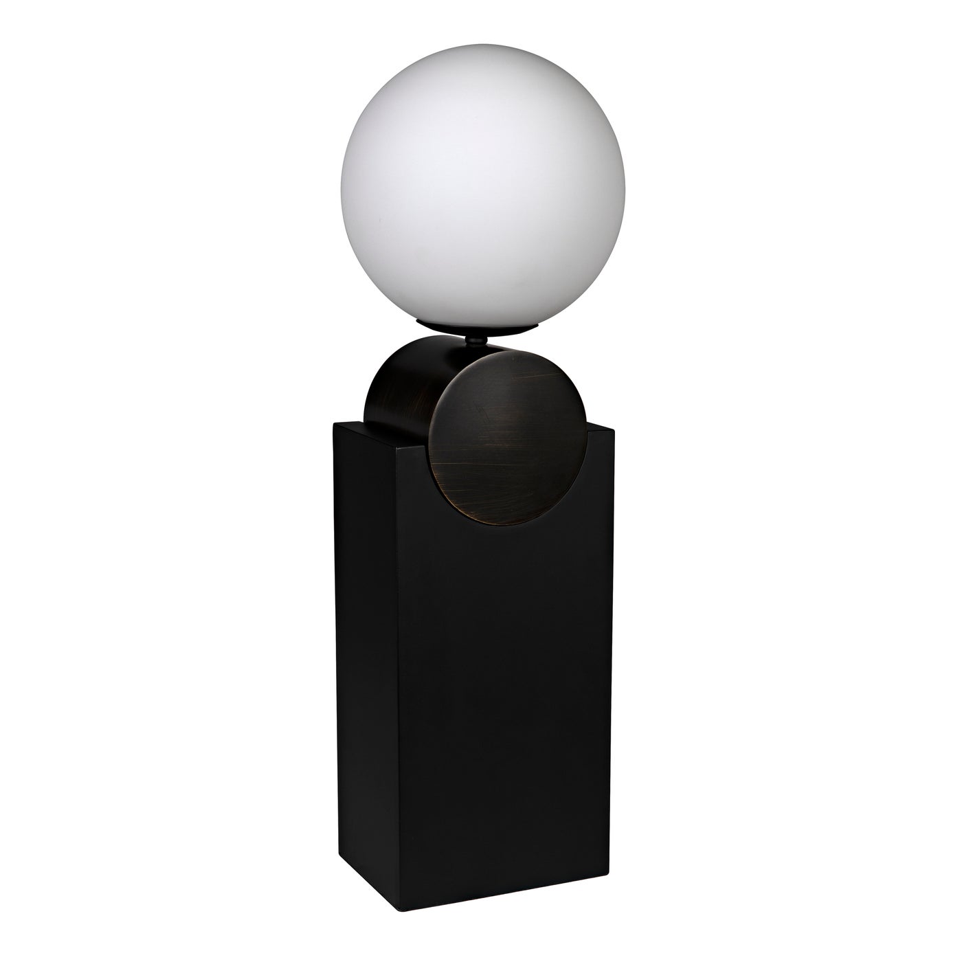 Noir Kate Table Lamp, Black Metal With Antique Brass Accent