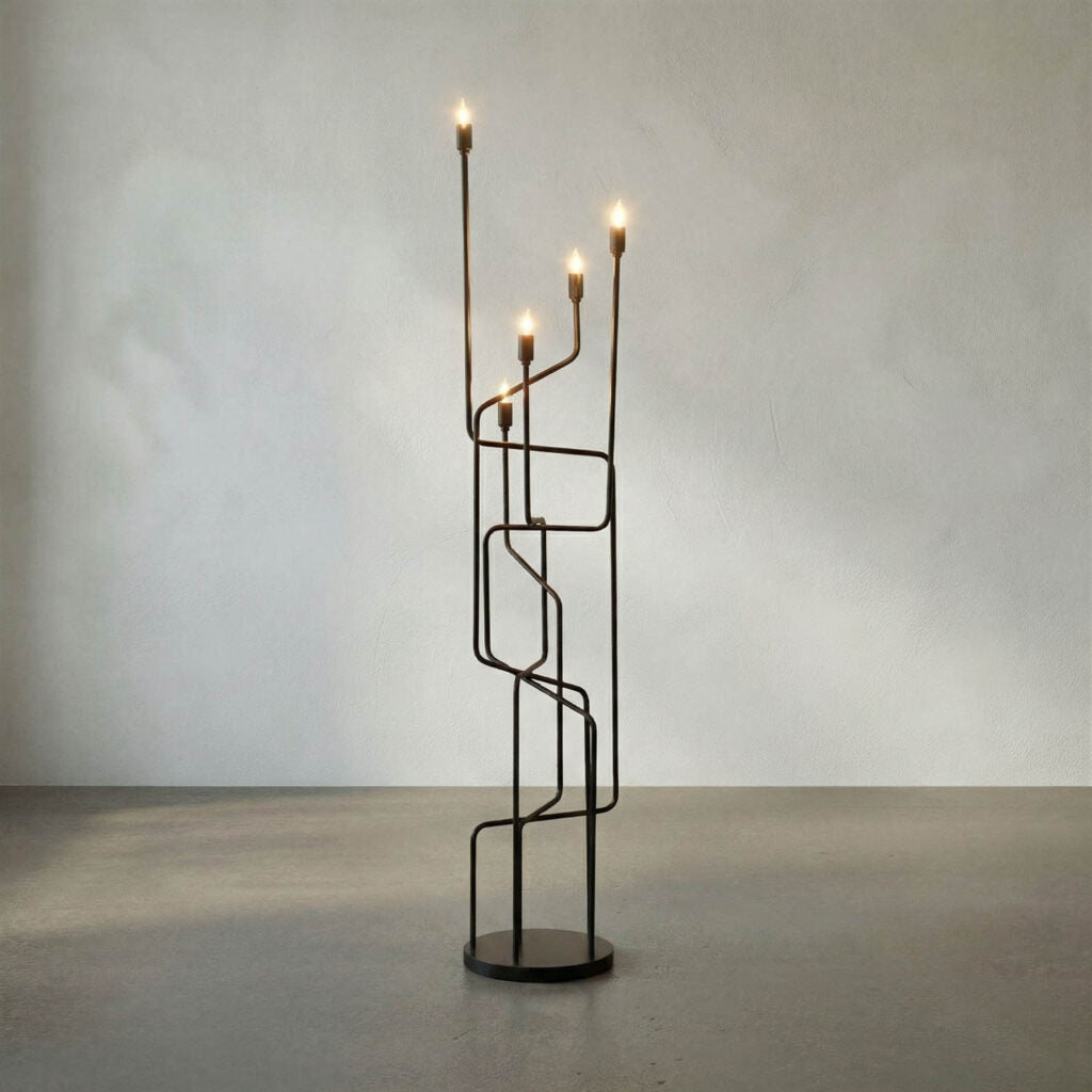 Noir Moriarty Floor Lamp, Black Metal