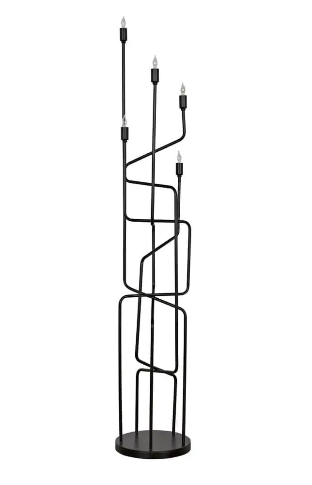Noir Moriarty Floor Lamp, Black Metal