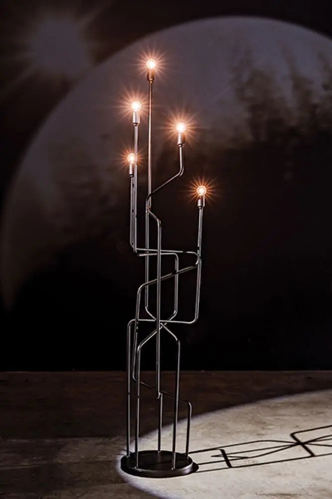 Noir Moriarty Floor Lamp, Black Metal