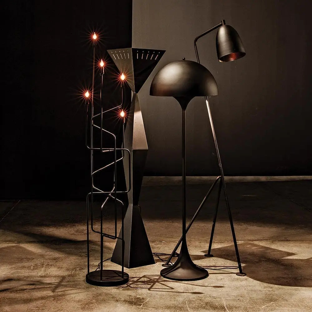 Noir Moriarty Floor Lamp, Black Metal