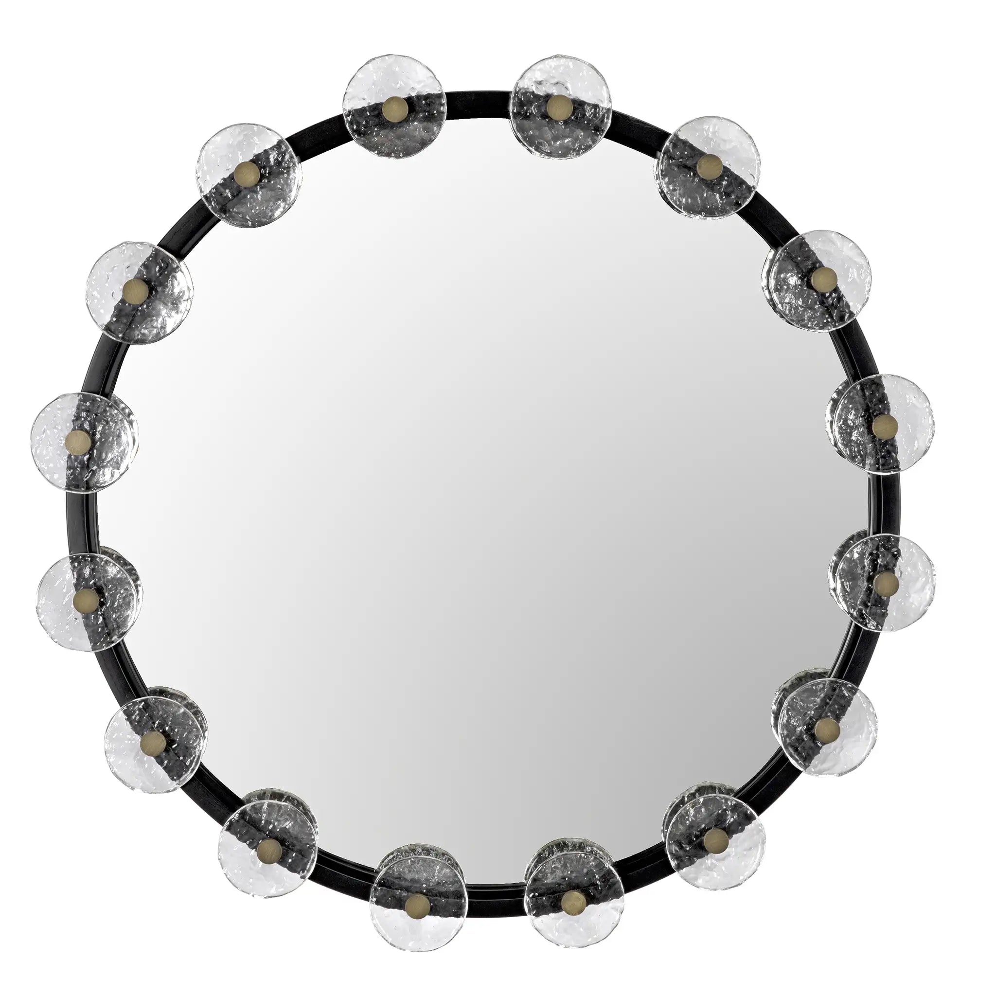 Noir Moira Mirror With Glass Details, Black Metal