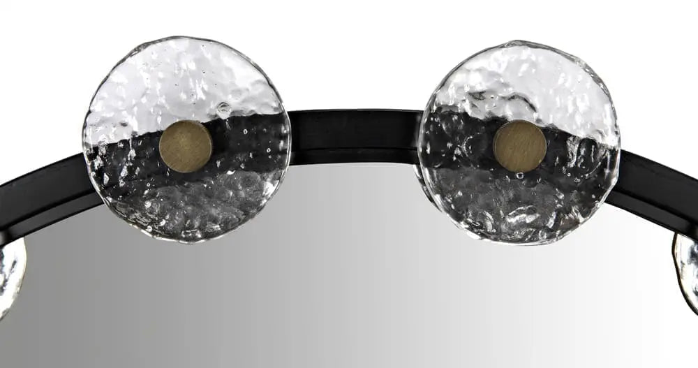 Noir Moira Mirror With Glass Details, Black Metal