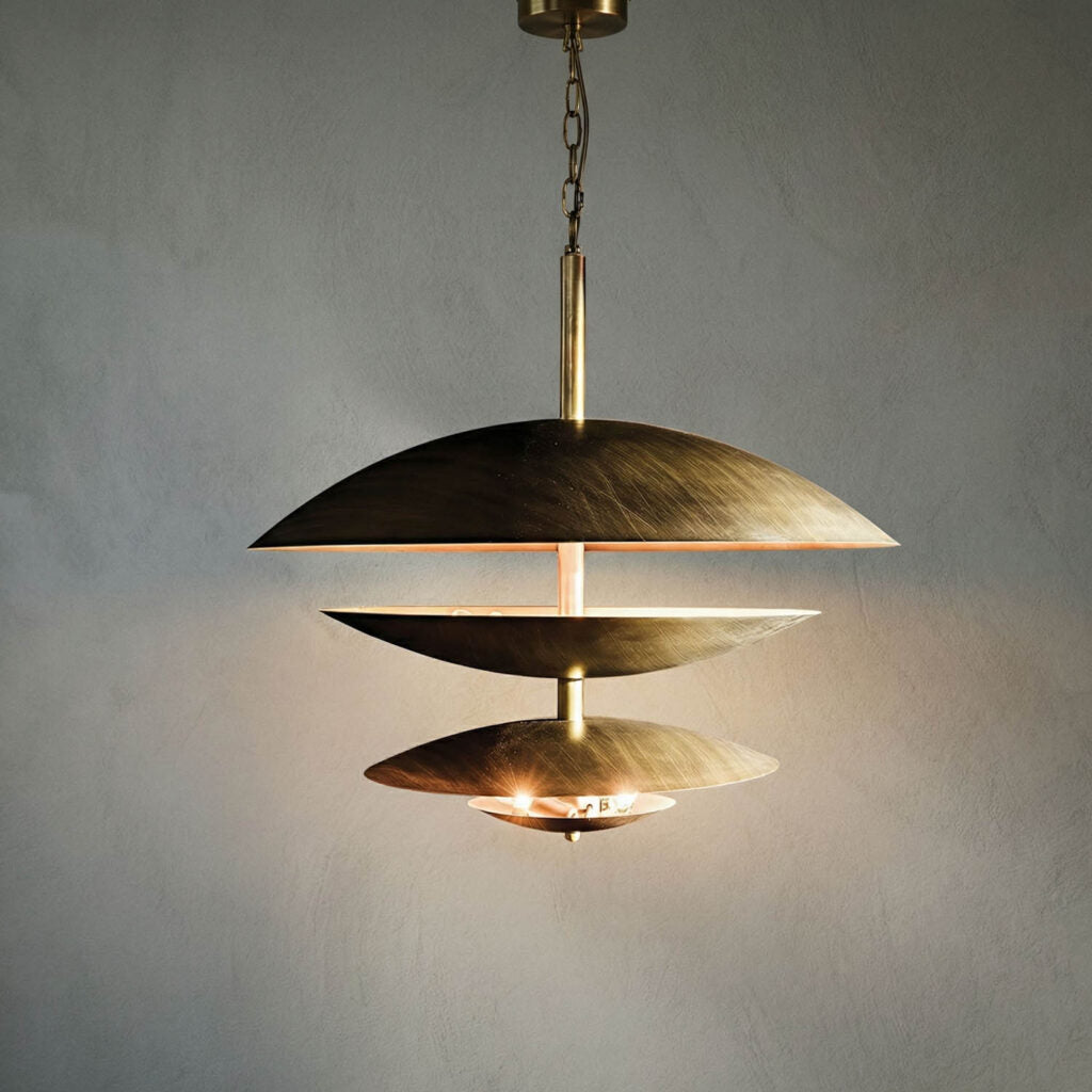 Noir Nora Chandelier, Metal With Aged Brass Finish